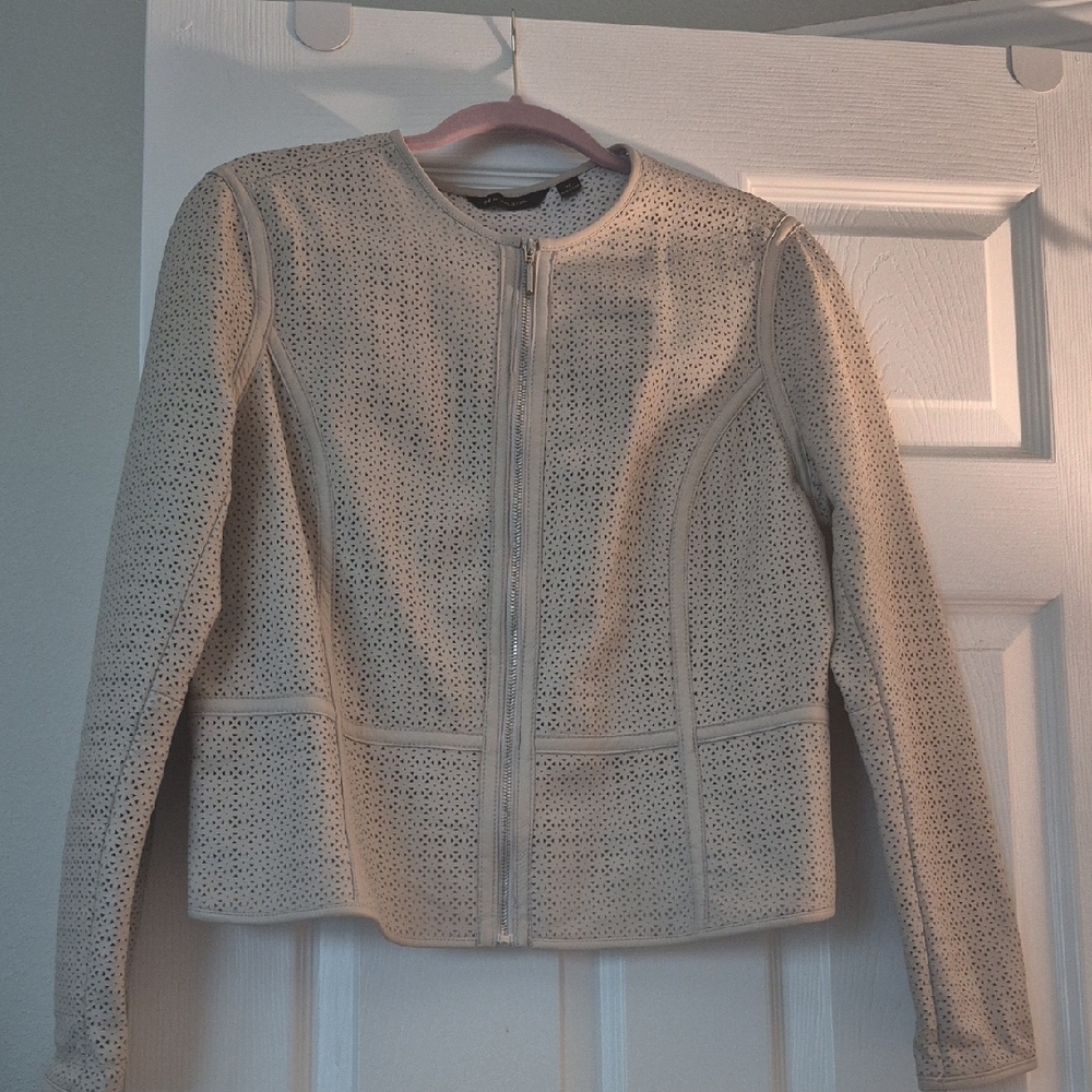 H by Halston Cream Perforated Women's Blazer